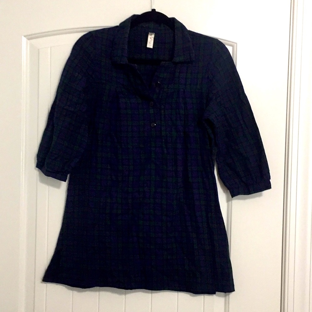 Blue and green wool tunic dress sz S